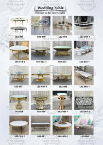 LEDA Fournitures modernes pour événements et fêtes, table ovale ronde en acier inoxydable doré, table longue en verre trempé pour hôtels et mariages - Product Image 5