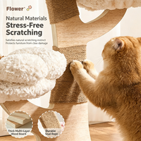 Torre para Gatos Moderna de Madera con Diseño Floral, Plataformas de Felpa Lavables de Varios Niveles, Poste Rascador de Sisal, Árbol para Gatos Minimalista para Interiores, Venta al por Mayor