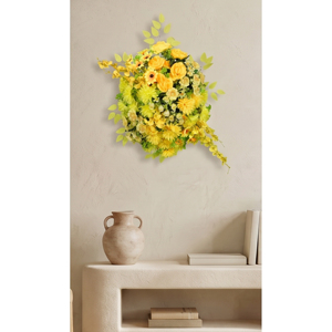 Bouquet de fleurs artificielles jaunes, arrangement floral mixte, décoration pour mariage, maison, événements, couronnes et guirlandes décoratives - Product Image 3