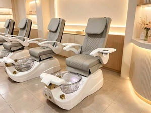DM Pedicure Chair With Reclining Seat And Backrest Pipeless Tub 7 Colors LED <b>Lamp</b> Heat Massage Function For Nail Salon - Product Image 3