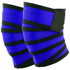 Genouillères personnalisées de couleur bleue Accessoire de fitness élastique à usage intensif Taille unique Genouillère de musculation Nouveau design Vente en gros - Product Image 1