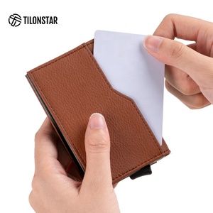 TILONSTAR TVC205 - Tarjetero Universal Delgado de Aluminio con Sistema Pop-up y Cartera de Cuero para Identificación - Product Image 2