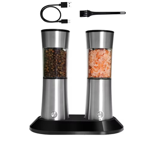 Juego de Molinillos Eléctricos Automáticos de Sal y Pimienta de Acero Inoxidable, Recargables por USB con Batería de Litio, Dosis Ajustable, Diseño Recargable - Product Image 6