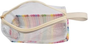 Bolso de mano transparente de PVC personalizado con diseño de rayas, estuche transparente de almacenamiento, bolsa de cosméticos portátil impermeable con cremallera para mujer - Product Image 4