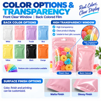Sacs en plastique personnalisés avec logo imprimé, fermeture éclair, transparents, avec trou de suspension, pour macarons, bonbons, cosmétiques, bijoux, emballage cadeau, OEM