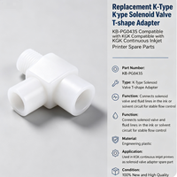 Vanne solénoïde de remplacement de type K KB-PG0435, adaptateur en forme de T, compatible avec les pièces détachées d'imprimante à jet d'encre continu KGK