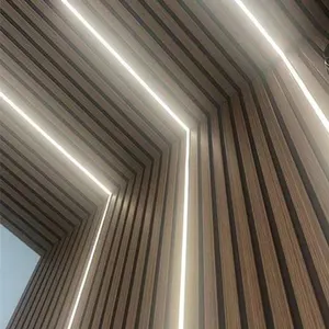 KASARO Panel de Madera de Listón de Fibra de Poliéster Pared Insonorizada Paneles Acústicos Pared con Luz Led