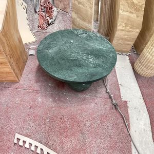 Mesa de Centro Redonda de Mármol Verde Oscuro de Diseño Moderno con <span class=keywords><strong>3</strong></span> Esferas y Patas de Pedestal - Product Image 3