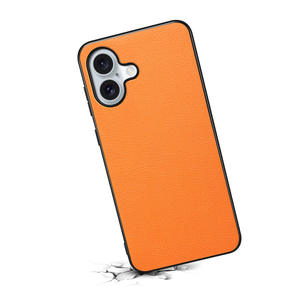 Funda de teléfono de cuero PU con patrón Litchi de Color sólido para <span class=keywords><strong>iPhone</strong></span> 17Air, funda de TPU simple a prueba de golpes para <span class=keywords><strong>iPhone</strong></span> 16 15 14 13 12 Pro Max - Product Image 3