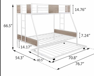 Lits superposés Cadre de <span class=keywords><strong>lit</strong></span> <span class=keywords><strong>superposé</strong></span> International en métal avec gigogne et échelles à deux côtés pour adultes Twin Over Full Size Chambre à coucher Rangement 200 - Product Image 3