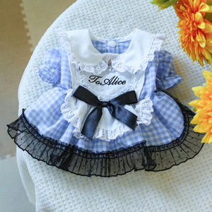 Nueva Ropa de Primavera/Verano para Perros Pequeños y Medianos: Vestido con Cuello Peter Pan a Cuadros Azules y Blancos, Princesa de Cuento de Hadas - Product Image 4