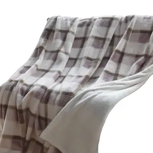 Cobertor de flanela para sofá, cobertor xadrez de camada dupla super macio e estampado para sofá e sala de estar