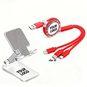 Set de Regalo Electrónico Promocional con Logotipo Personalizado, Cable de Carga 3 en 1, Soporte Universal para Teléfono Móvil, Soporte Portátil para Tablet - Product Image 1