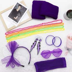 Jaren 80 Verkleedkleding Regenboog Kostuum Accessoires Set Tutu Rok Been Warmer Visnet Handschoenen Bril Oorbellen Ketting Hoofdband - Product Image 6