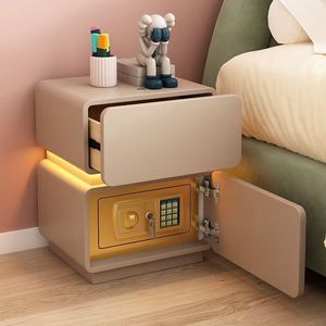 Nightstand With Integrated Safe Multifunctional Storage Bedroom Use Plastic Top Push <b>Pull</b> Type - Product Image 3