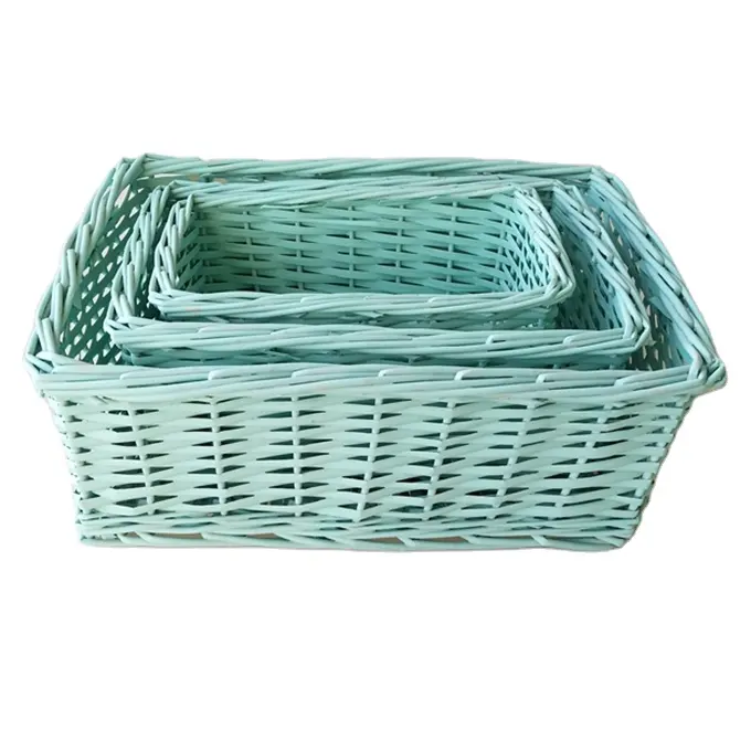 Venda quente atacado retangular azul quarto do bebê caixa de armazenamento de presente rede cesta