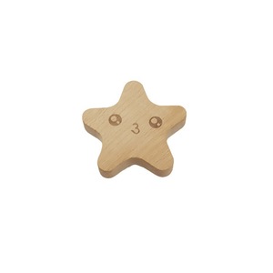 Beech <strong>Wood</strong> Star Knob Solid <strong>Wood</strong> Baby Room Drawer Handle with Laser <strong>Smile</strong> Face - Product Image 5