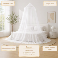 Moustiquaire suspendue pliable portable en polyester pour l'été, pour lit double, berceau de bébé, canapé, fixation au plafond à un point, usage domestique, blanc