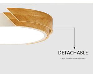 Ev oturma odası yatak çok renkli tavan ışık modern zarif basit akrilik ahşap dim led tavan lambası - Product Image 6