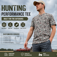T-shirt de chasse personnalisé en tissu camouflage canard pour homme, extensible dans les 4 sens, léger, protection UV, coupe moderne, approvisionnement en gros