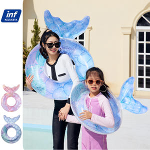 Flotador inflable de sirena con respaldo y diseño de cola de pez, con lentejuelas gruesas, para adultos, para usar en piscinas y parques acuáticos. - Product Image 5