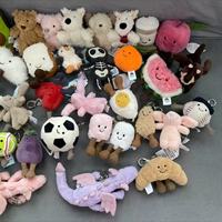 Peluche pendentif complète en polyester, motif aubergine et ours, rembourrage en coton PP, unisexe, pour 14 ans et plus, avec sac en filet