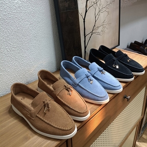 <span class=keywords><strong>Mocassins</strong></span> Lp en daim d'agneau souple, nouvelle collection printemps-été, style Old Money polyvalent, chaussures plates à enfiler à semelle épaisse pour femme - Product Image 1