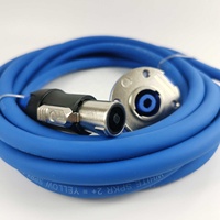 Cable de Alimentación Profesional Azul para Altavoz, 4 Conductores, con Conector SpeakON Hembra, Revestimiento de PVC, Blindaje Trenzado, 12 Pies, para Cine en Casa y HDTV