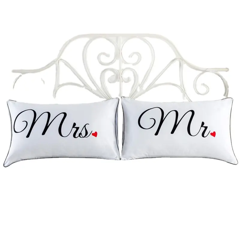 Couples Cotton Pillowcase Custom Size Printed Pillow Cover