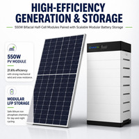Kit Energi Surya Cerdas Rumah Tangga, Sistem Penyimpanan PV Atap yang Dapat Ditumpuk, Baterai LiFePO4 untuk Daya Rumah Hibrida Jaringan Listrik