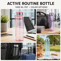 Bouteille d'eau de sport personnalisée JUNVOY 1000 ml, bouteilles d'eau en plastique pour l'extérieur, vente en gros de bouteilles de sport en plastique avec logo