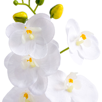 HDL01 Künstliche weiße Phalaenopsis-Orchidee mit silbernem Blumentopf für Wohnzimmer, Büro, Party, Hochzeits dekoration