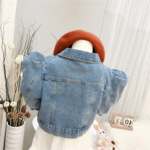 Manica a sbuffo vestito da ragazza giacca di <span class=keywords><strong>Jeans</strong></span> per ragazze cappotto per bambini vestiti alla moda giacche corte di <span class=keywords><strong>Jeans</strong></span> per bambini per 1-7 anni - Product Image 3