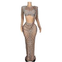 AD2523 Jupe moulante en maille diamantée avec bretelles, sexy, longueur ras du sol, pour danse orientale, costume de performance gaufré, taille unique