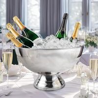 Seau à glace de 15 L de grande taille en acier inoxydable, bol à champagne pour les fêtes, avec de superbes performances et un design élégant, argenté