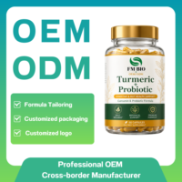 Kapsul Sayuran Probiotik Kunyit OEM ODM 95% Kurkumin Pendukung Kekebalan Usus Suplemen Diet Label Pribadi