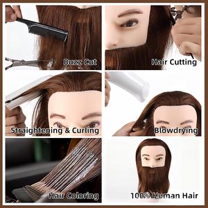 Tête de mannequin homme avec cheveux 100% humains pour la coupe, la coloration, la permanente et la formation professionnelle des coiffeurs - Product Image 3