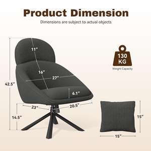 <b>High</b>-<b>Back</b> Leisure <b>Chair</b> with Natural Tones and Minimalist Lines <b>Accent</b> for Home Office and Living Room Corners - Product Image 4