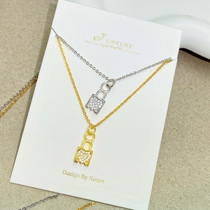 Collares de Moda con Circonita Cúbica Brillante, Joyería Chapada en Oro de 18K, Collar con Cierre de Corazón para Mujer - Product Image 5