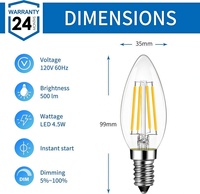 Lampes à filament LED C35 2W 4W 6W DC/AC 2700K Blanc chaud Dimmable E27 B22 E12 E17 Utilisation hôtelière 12v 24v 36v