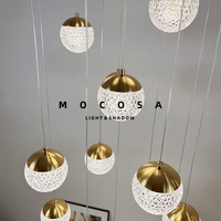 Lustre en forme d'escalier à double hélice, style nordique, luxe, grand salon, boule, nouveau, moderne, or, lampe LED avec garantie de 3 ans