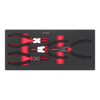 Ensemble d'outils CRV 4 pièces avec plateau en mousse EVA DMS02 – Pince à bec rond courbé, pince coupante pour fil, pince à circlips, pince à anneaux à ressort à aiguille longue