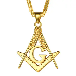 316l Stainless Steel Pvd 18k Gold Plated FaithHeart Masonic Necklace Freemasonry Brotherhood Necklace Protected by Freemason