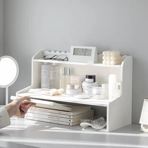 Double Layer <b>Desktop</b> <b>Shelf</b> 2 Tier Standing Type Office Organizer For Stationery Books Cosmetics Dormitory Office Use - Product Image 3