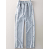 Pantalon fille jambe droite pantalon de survêtement à bouton pression pantalon baggy à rayures contrastées pantalon de survêtement à bouton pression