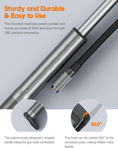 Bomba de Bicicleta Portátil de Doble Acción PROSTAR de Alto Volumen, 22BAR/320PSI, Válvula Schrader/Presta, Manómetro Práctico para Neumáticos y Horquilla Delantera - Product Image 5