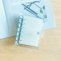 Macaron Transparent PVC Couverture 6 Anneaux A7 Cahier Potable à Feuilles Mobiles Couleur Bonbon Classeur Transparent Journal Carnet