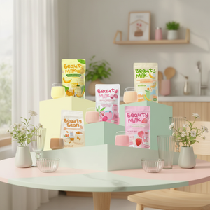 <span class=keywords><strong>Boisson</strong></span> au lait de fraise japonaise premium New Look Beauty Milk avec collagène marin 180g 10 sachets pour une belle peau - Product Image 4