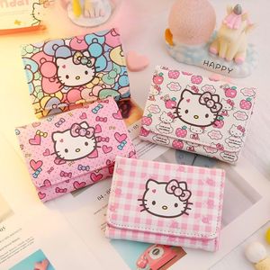 Großhandel Kawaii Cartoon Kätzchen PU Tragbare Geldbörsen für Frauen und Mädchen Kurze Niedliche Japanische Dreifach Faltbare Kinder-Münzbörsen - Product Image 1
