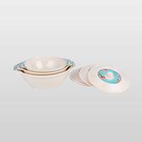 Casserole de service élégante en mélamine à double poignée pour la cuisine, avec couvercle et motif floral imprimé, vente en gros